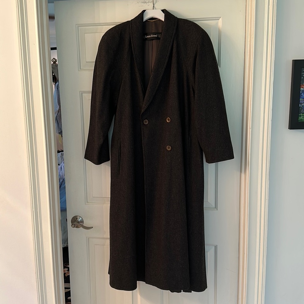 Vintage Louis Feraud long, dark, gray coat.size 10.  Beautiful condition.